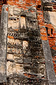 Ayutthaya, Thailand. Wat Chaiwatthanaram, fragments of stucco relief remain on the outside of the chedis. 